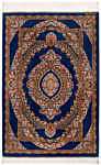 Qom Pure Silk Persian Rug Night Blue 148 x 98 cm