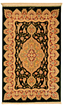 Qom Silk Kamal Persian Rug Black 96 x 59 cm