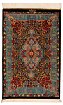 Qom Silk Talakob Persian Rug Black 93 x 61 cm