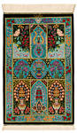 Qom Silk Talakob Persian Rug Turquoise 92 x 60 cm