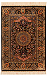 Qom Silk Jouyandeh Persian Rug Black 152 x 103 cm