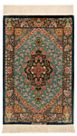 Qom Silk Mehrbaksh Persian Rug Turquoise 89 x 59 cm