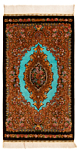 Qom Silk Zaeri Persian Rug Turquoise 107 x 62 cm