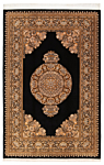 Qom Pure Silk Persian Rug Black 304 x 202 cm