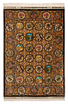 Qom Pure Silk Persian Rug Yellow 211 x 142 cm