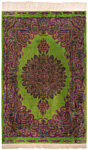Qom Pure Silk Persian Rug Green 161 x 104 cm