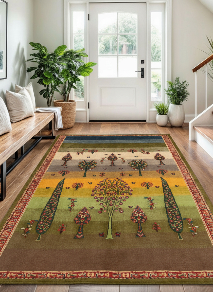 Tapis gabbeh fabia noué main en laine marron Theko | La Redoute