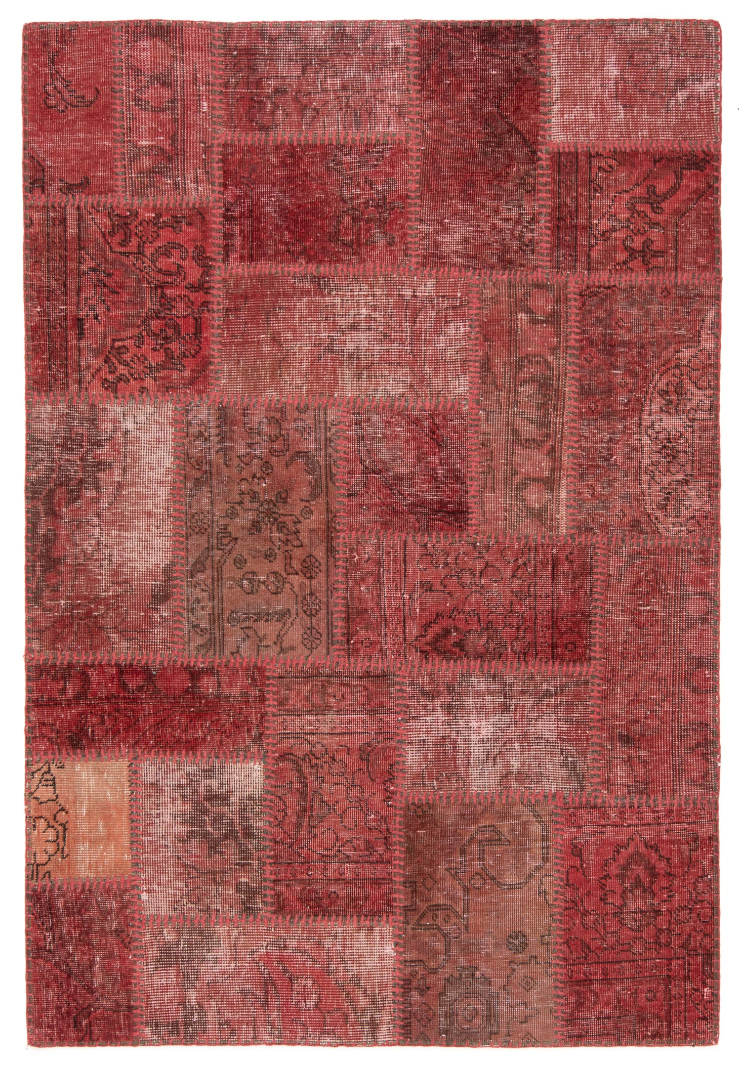 Patchwork Rug Red 158 x 104 cm