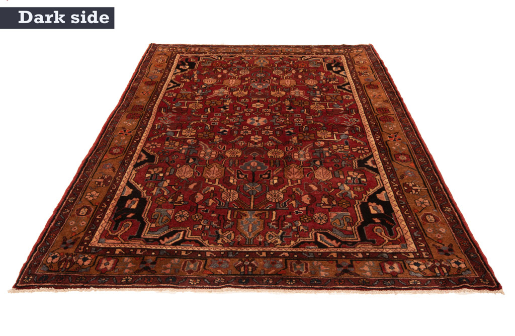 Tapis Persan Nahavand Noué Main 160x115 Cm Laine Coton Rouge Oriental