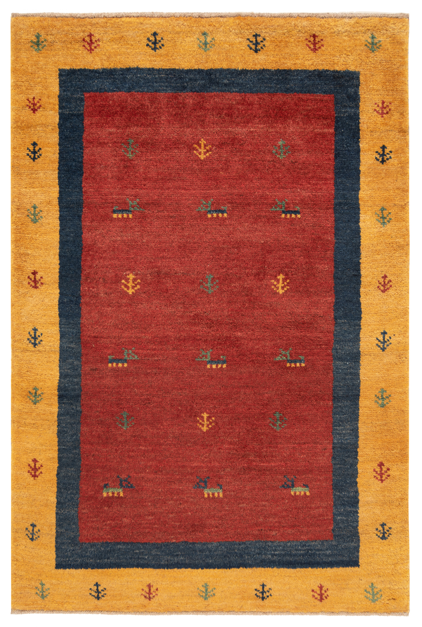 Tapis De Coureur Gabbeh Rouge - 2'6 X 9' - Noué Main Laine - Oriental