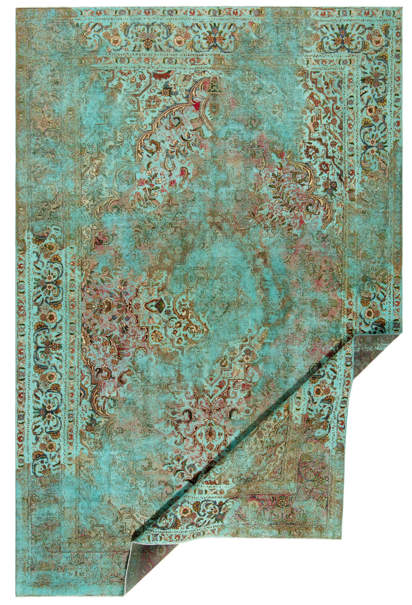 83.5×40 \"Green sea” ViNTAGE TURKiSH RUG Faded Rug, Turkish Rug, 4.9 X9.5 , Vintage Rug, Antique Rug