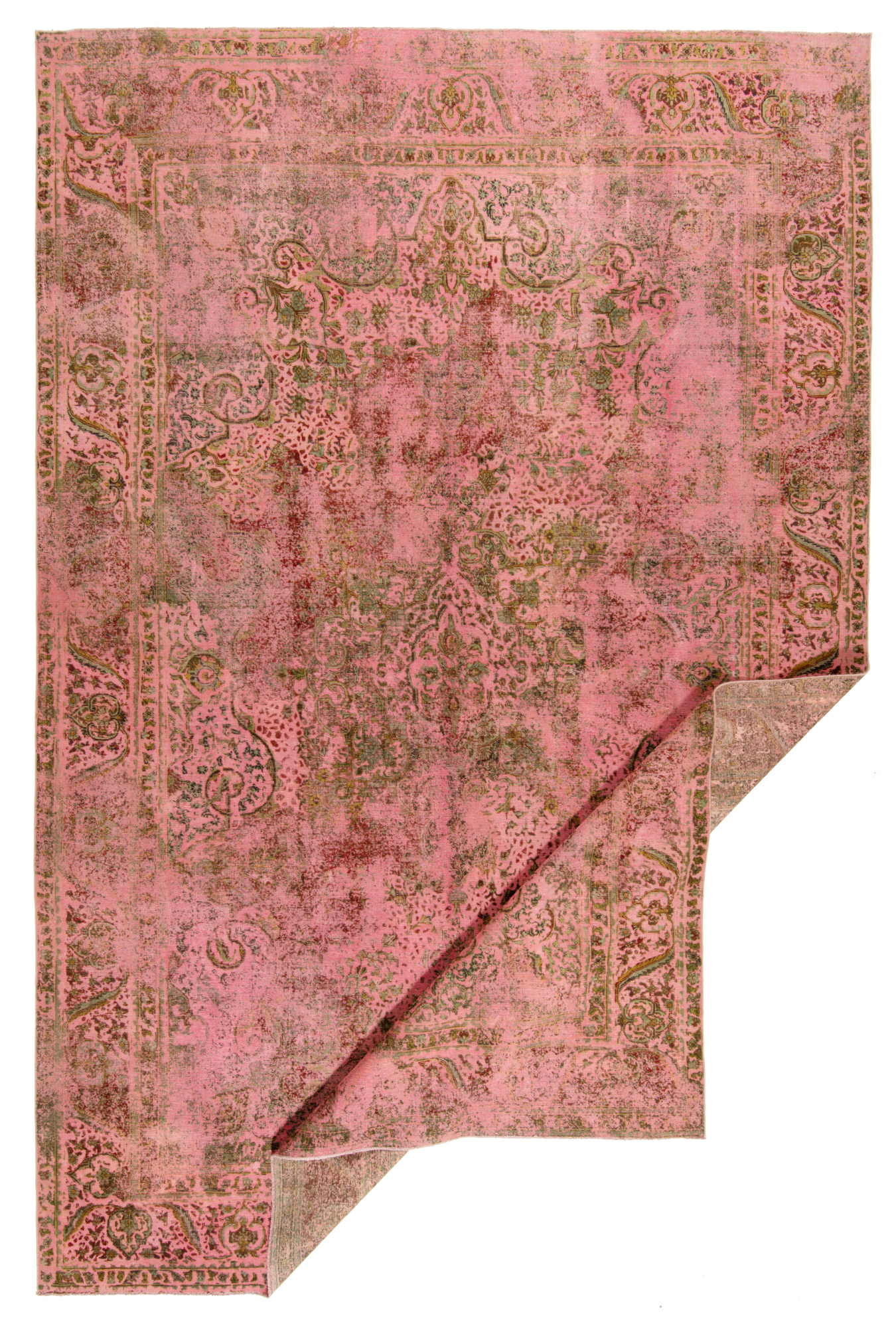 Tapis oriental rose surteint du nord-ouest du persan noué à la main 2'5x9'10 - En vente sur France