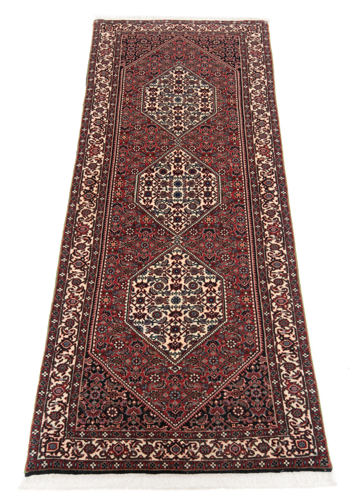 Petit Tapis Persan Bidjar 64x53 Cm – Noué Main, Laine Et Coton, Motif Oriental Rouge