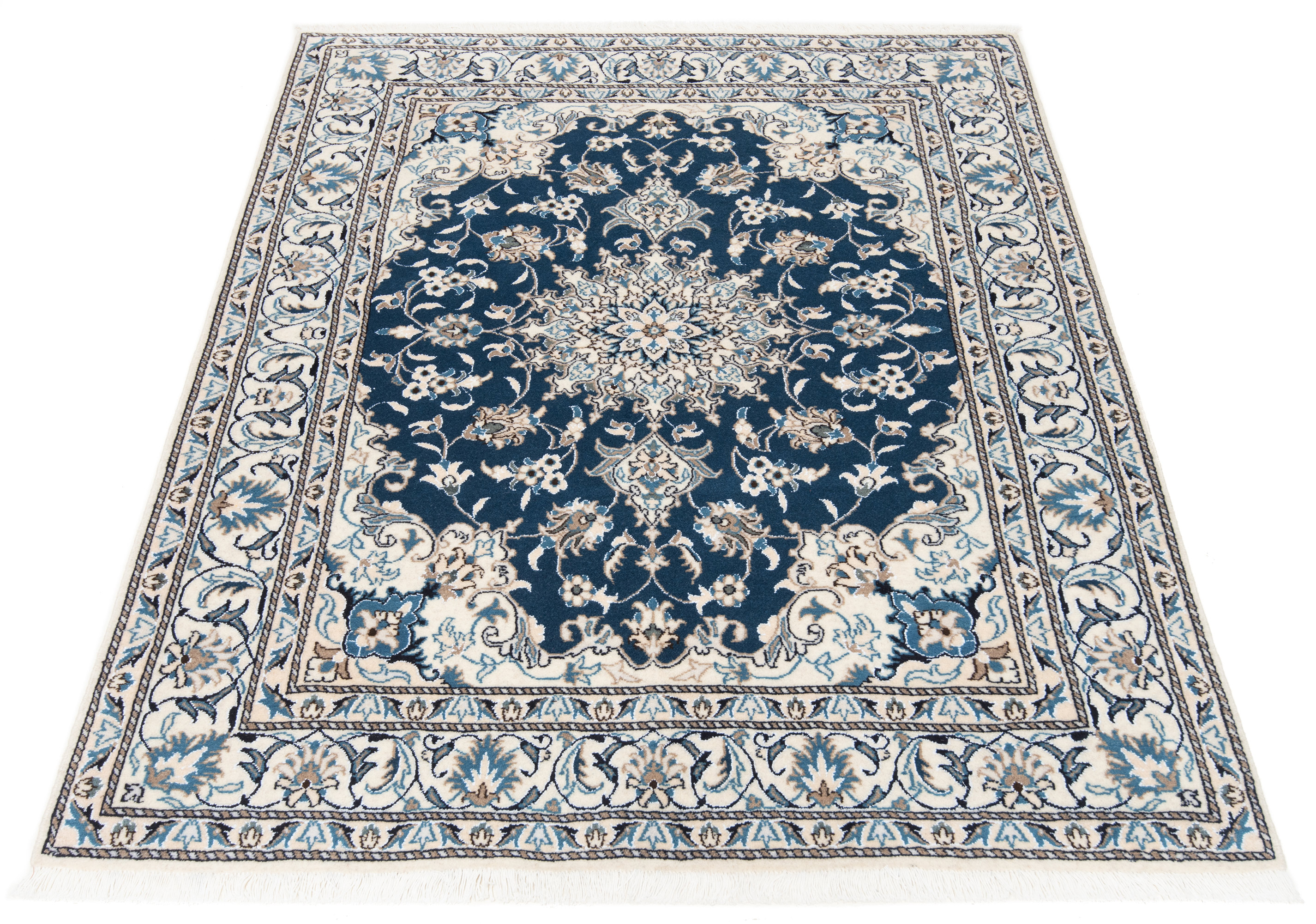 Tapis Nain noué à la main | Tapis persan bleu clair | Tapis