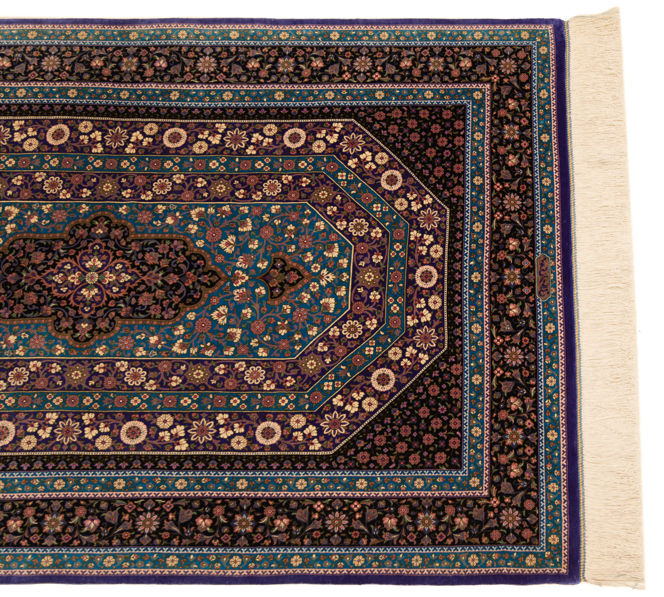 Qom Silk Tappeto Persiano Arsalani Blu 152 x 98 cm